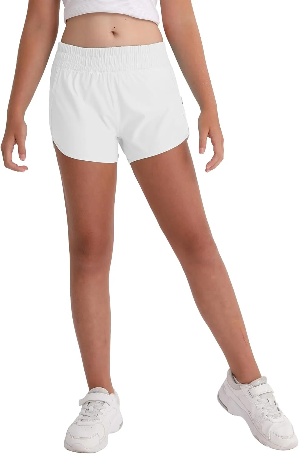 Aurefin Girls Athletic Shorts with Zip Pockets, Teen Kids Quick Dry Running Shorts Lightweight Workout Sports Active shorts