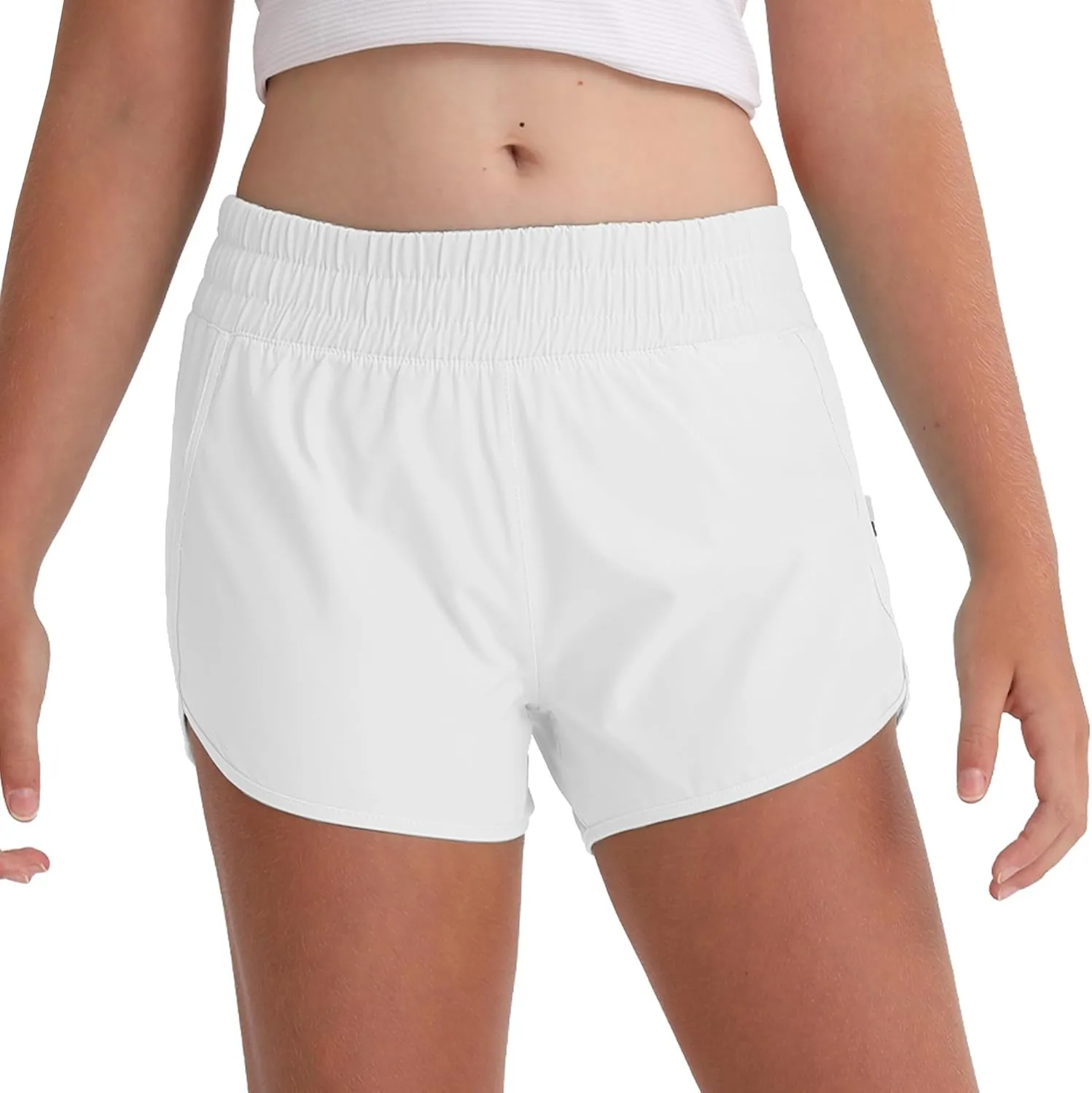 Aurefin Girls Athletic Shorts with Zip Pockets, Teen Kids Quick Dry Running Shorts Lightweight Workout Sports Active shorts