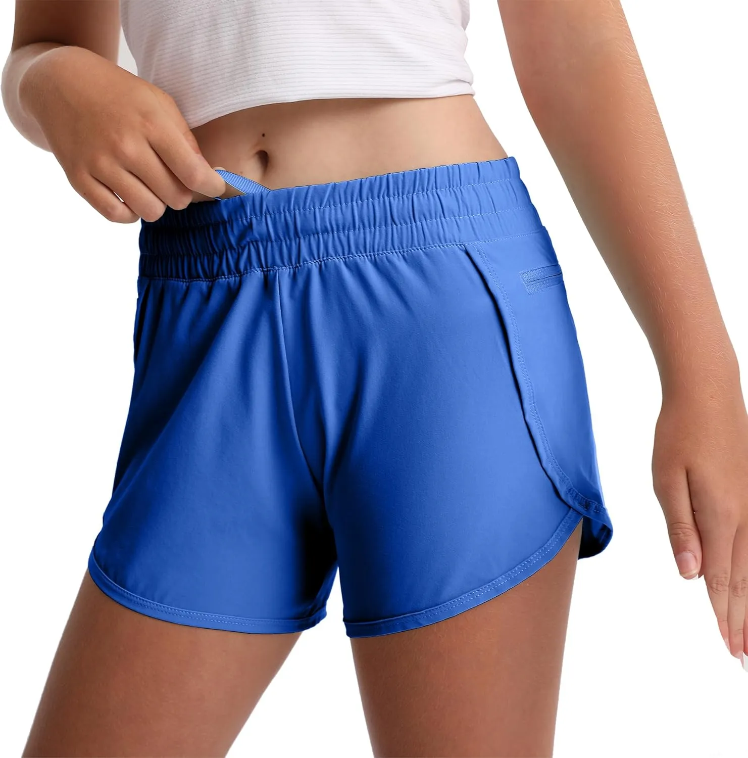 Aurefin Girls Athletic Shorts with Zip Pockets, Teen Kids Quick Dry Running Shorts Lightweight Workout Sports Active shorts