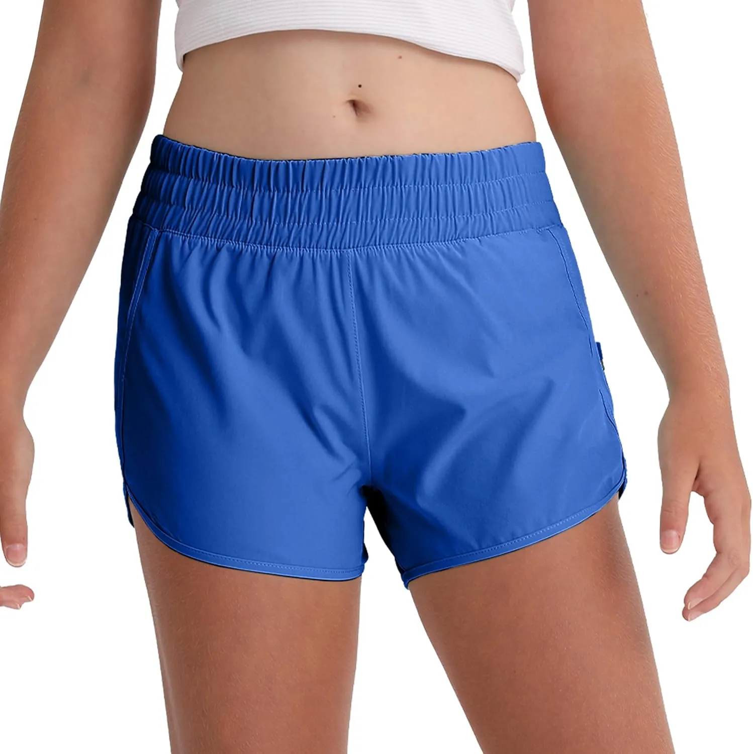 Aurefin Girls Athletic Shorts with Zip Pockets, Teen Kids Quick Dry Running Shorts Lightweight Workout Sports Active shorts
