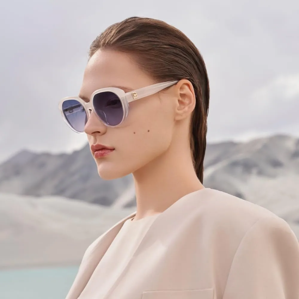 BOLON Women Lady Trendy Elegant Round Polarized Sunglasses BL3130 Ginza 55mm, Exclusive Eyewear Brand of EssilorLuxottica