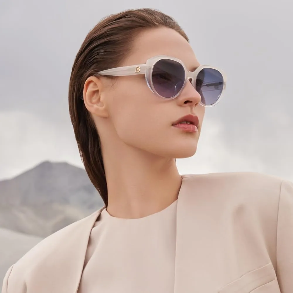 BOLON Women Lady Trendy Elegant Round Polarized Sunglasses BL3130 Ginza 55mm, Exclusive Eyewear Brand of EssilorLuxottica
