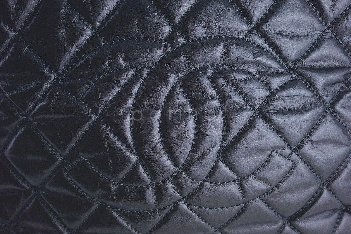 Chanel Dark Silver Timeless Chain Around Grand Shopping Tote GST Bag