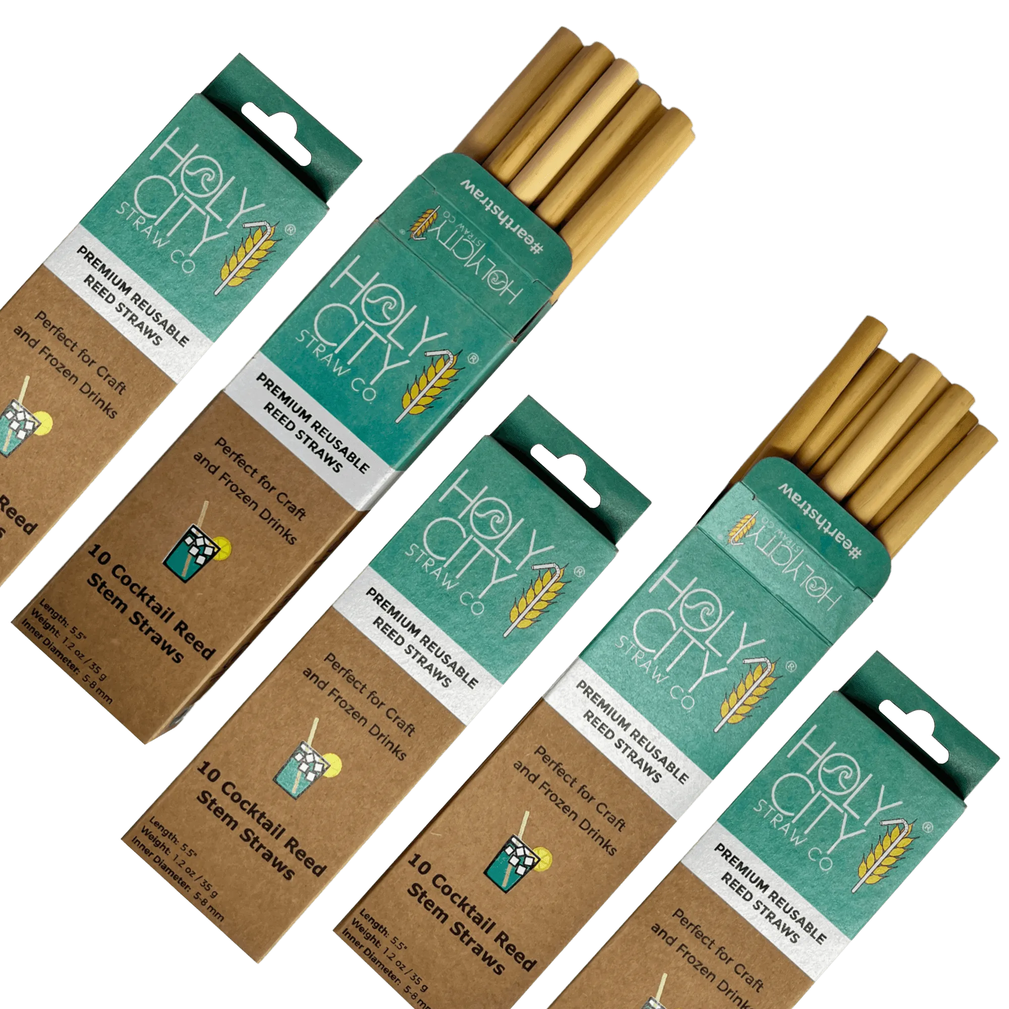 Cocktail Reusable Reed Straws - 5 Pack Bundle