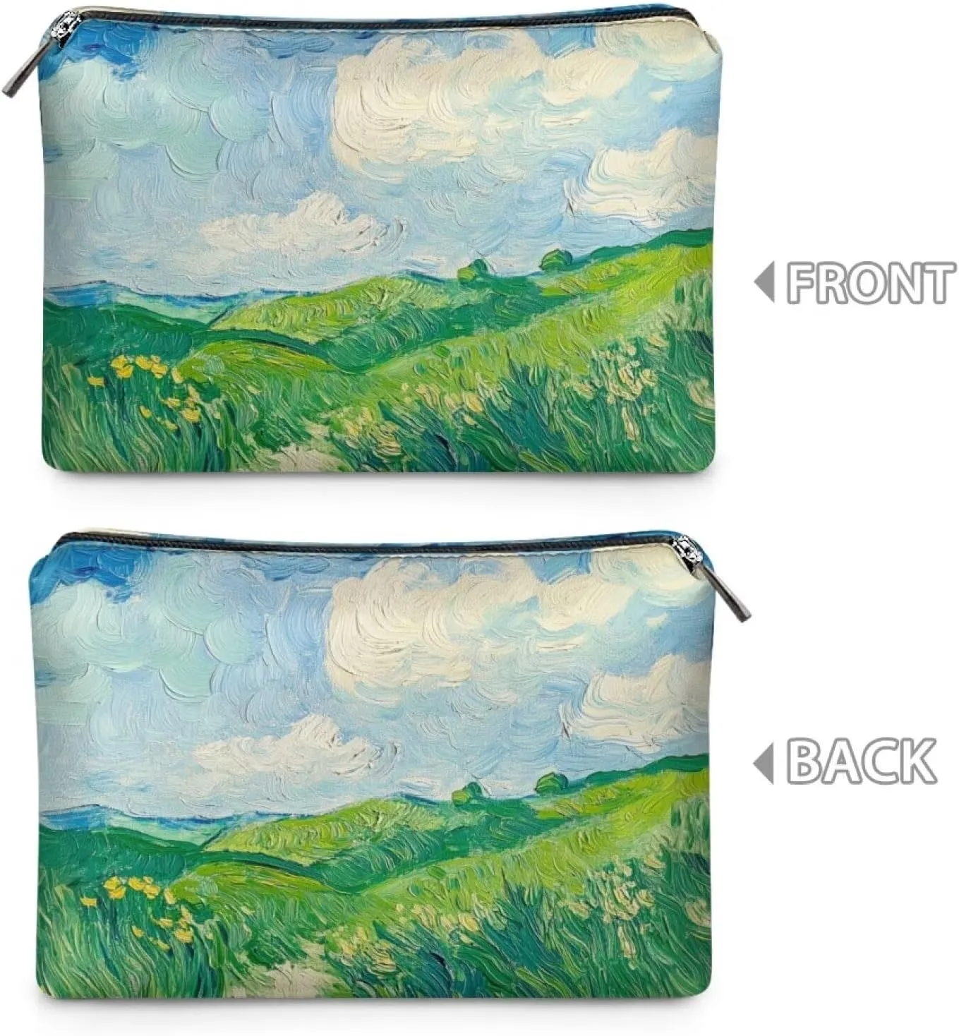 COEQINE Leather Cosmetic Purses for Women Casual Makeup Organizer Stoage Art Wheat Field Art Print Makeup Travel Bag Small Lipstic Pouch With Zipper for Travel Work Office Party Purse for Ladie