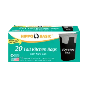 Hippo Sak Trash Bag with Flaps 20 ct  13 gal