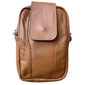Italian Leather Cross-Body Camera Bag in Tan