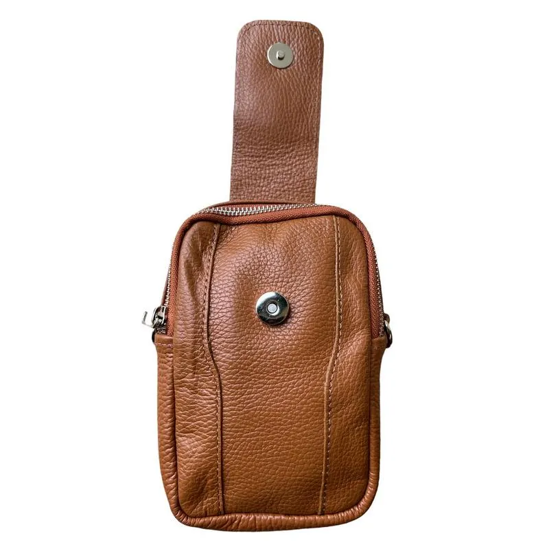 Italian Leather Cross-Body Camera Bag in Tan