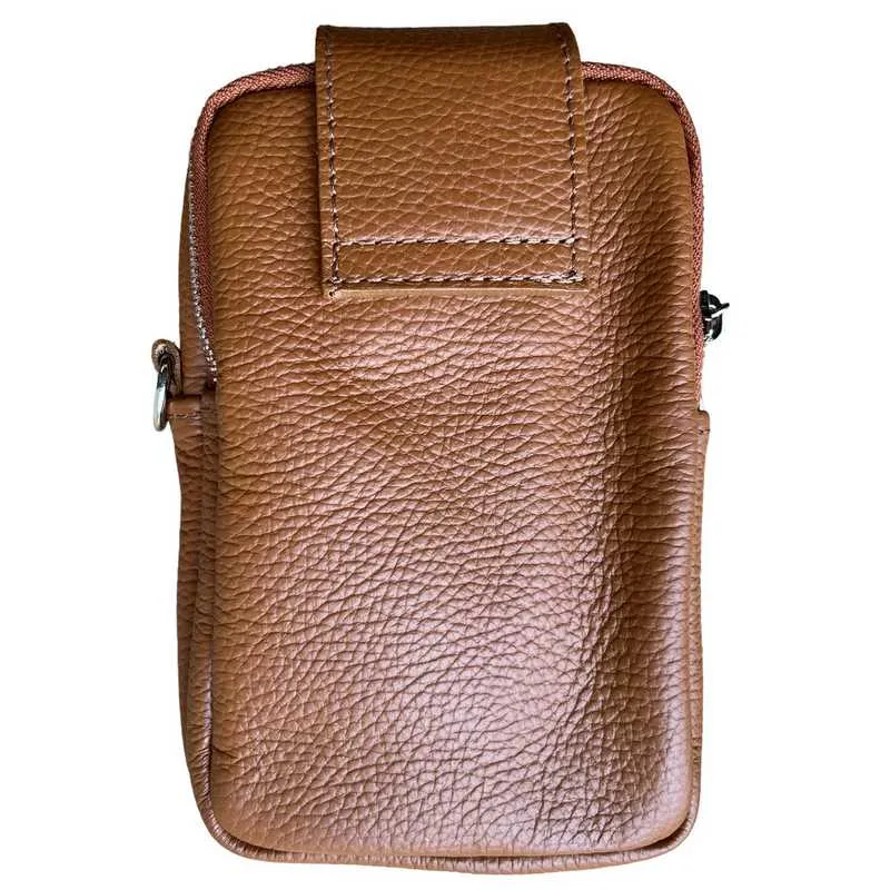 Italian Leather Cross-Body Camera Bag in Tan