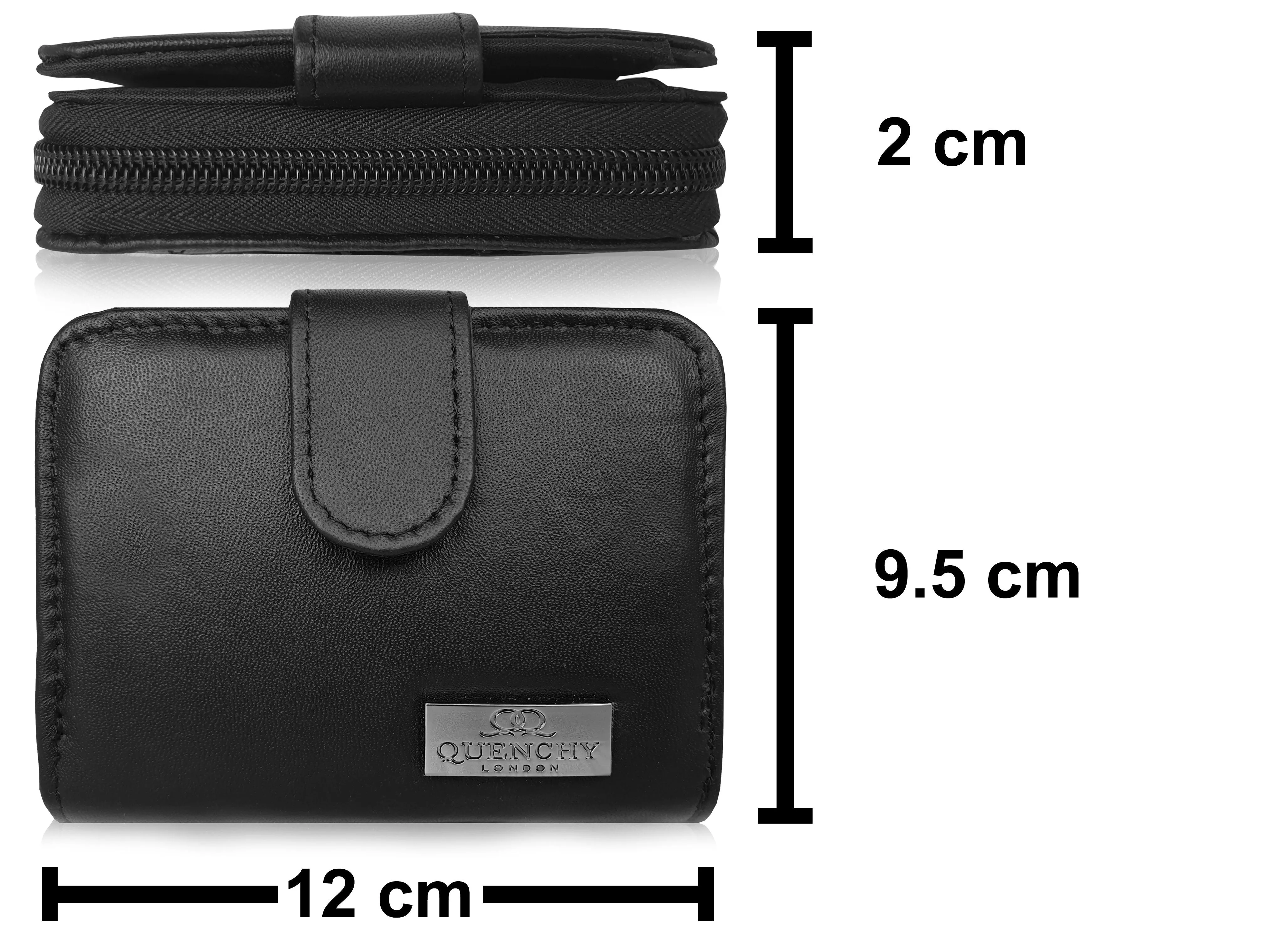 Leather Small Ladies Black Purse, RFID Protected, Zipped Coin Section