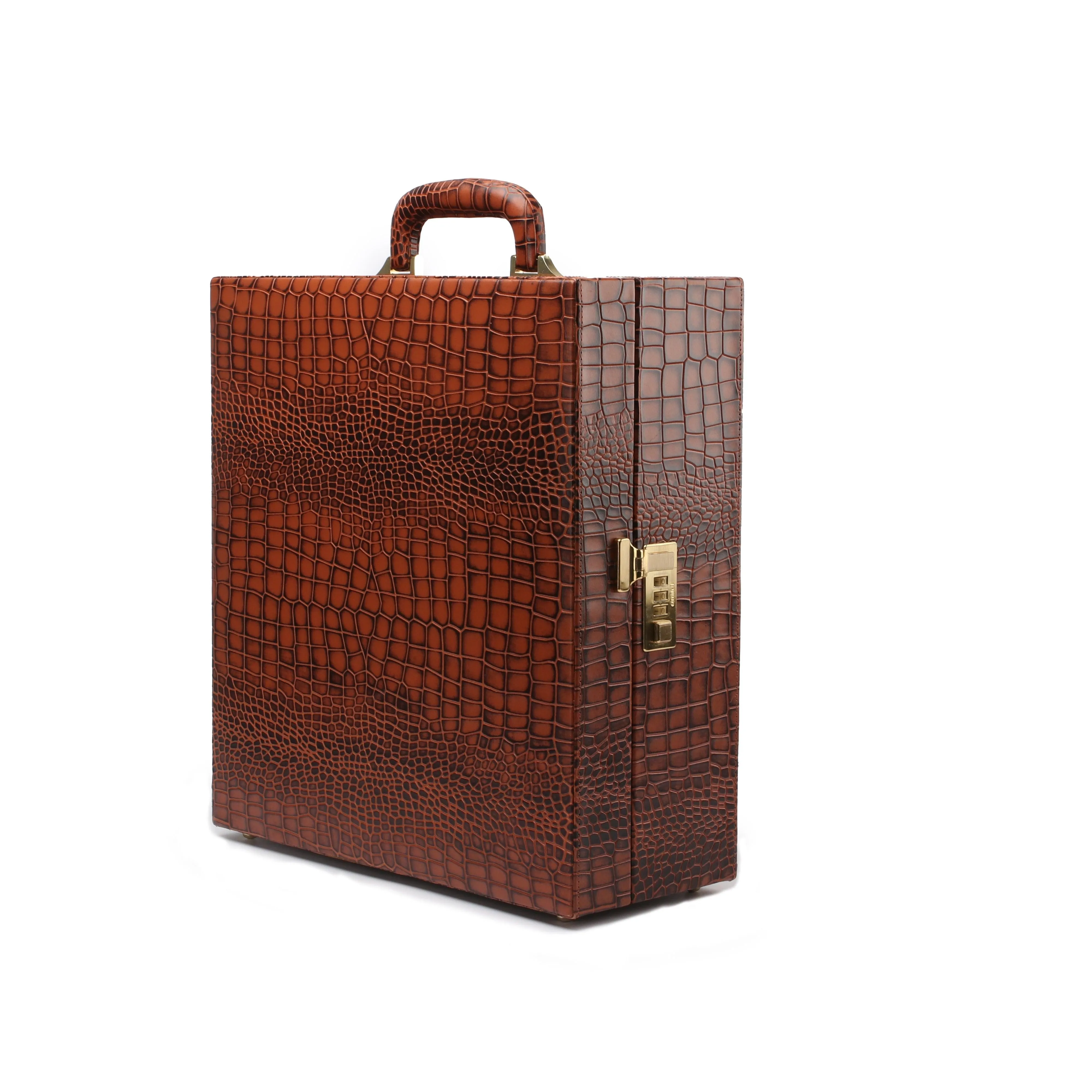 Luxury Corporate Diwali Gift | Briefcase Portable Bar Box | Premium Diwali Gift | Portable Bar Tools Set - Brown Leather