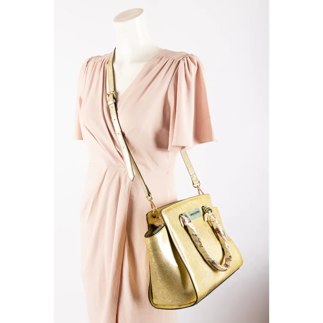 Michael Kors Gold Leather Large Selma Satchel