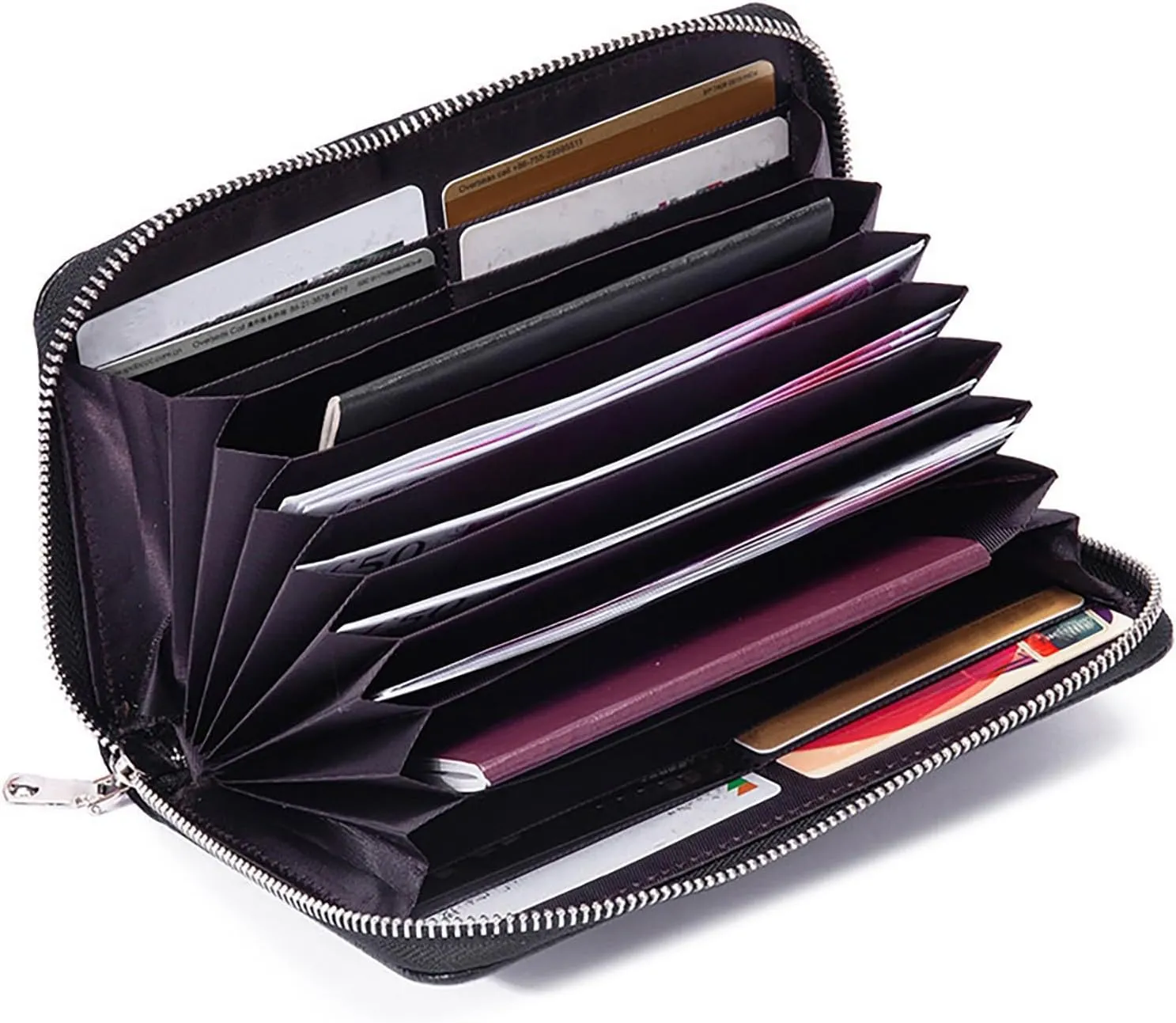 Rfid Wallet Women,2024 New Leather Wallet Wristlet for Women,Bifold Large Capacity Rfid Blocking Zip Around Credit Card Holder Clutch Purses,Travel Wallet for Ladies Girls Mom Women