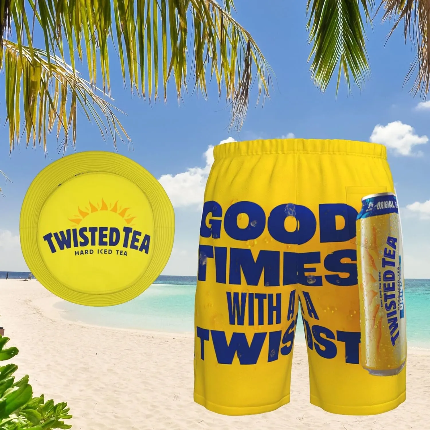 T-Wisted T-Ea Men'S Beach Combo: Packable Bucket Hat&Quick Dry Shorts¨CTrendy Print Fisherman Cap & Drawstring Swim Trunks