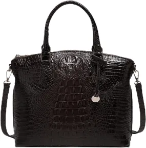 Women Purse Vegan Leather Crocodile-Embossed Pattern With Removable Shoulder Strap Top Handle Large Shoulder Bags