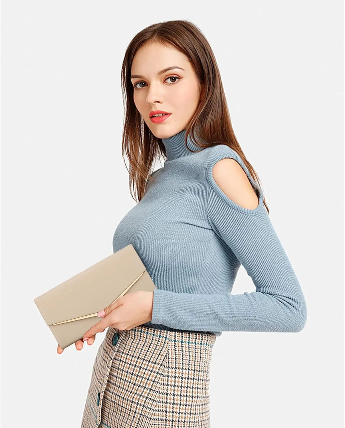 Women’s Evening Handbag Vegan Leather Ladies Envelope Clutch Classic Elegant Purse Bags