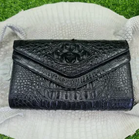 Womens Leather Alligator Handbag Handmade Luxury  Leather Bag - Work Bag Women - Black Leather Satchel Purse XACH-12